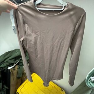 Abercrombie & Fitch Taupe Long Sleeve Bodysuit